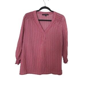 Ava Christine Women's Blouse Striped Red And White Size Medium